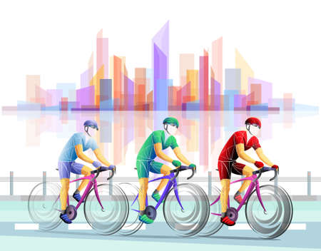 Stylized, geometric ,cycle, bicyclist, cyclist isolated. Sportsman, athlete silhouette illustration vector.のイラスト素材