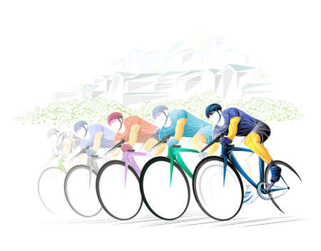Stylized, geometric ,cycle, bicyclist, cyclist isolated. Sportsman, athlete silhouette illustration vector.のイラスト素材