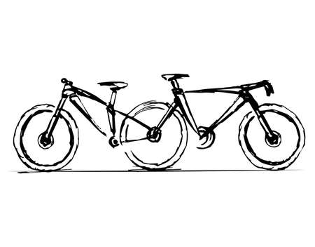 Stylized, geometric bicyclist, cyclist sketch isolated. Sportsman, athlete silhouette illustration vector.のイラスト素材