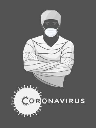 Doctor, scientist, virologist. Bacteria, coronavirus, microbe vector. Coronaviruses cause diseases in mammals, humans. Deadly type of virus 2019-nCoV. Novel Coronavirus 2019. Pneumonia disease.のイラスト素材