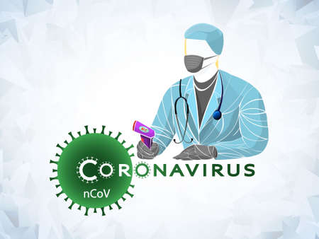 Doctor, scientist, virologist. Bacteria, coronavirus, microbe vector. Coronaviruses cause diseases in mammals, humans. Deadly type of virus 2019-nCoV. Novel Coronavirus 2019. Pneumonia disease.のイラスト素材