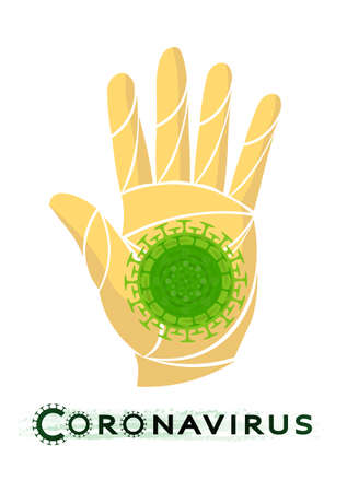 Earth, planet virus. Bacteria, coronavirus, microbe green vector. Coronaviruses cause diseases in mammals, humans. Deadly type of virus 2019-nCoV. Novel Coronavirus 2019. Pneumonia disease. The spreadのイラスト素材