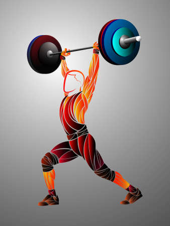Bodybuilder out vector. Muscular bodybuilder guy standing on gym and posing triceps muscle. Beautiful and muscular black man on dark background. Athlete black.のイラスト素材