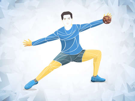 Athlete, handball player sport vector. Handball player isolated on white backgroundのイラスト素材