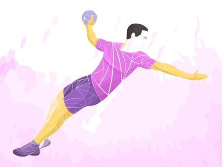 Athlete, handball player sport vector. Handball player isolated on white backgroundのイラスト素材
