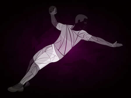 Athlete, handball player sport vector. Handball player isolated on white backgroundのイラスト素材