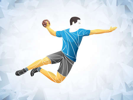 Athlete, handball player sport vector. Handball player isolated on white backgroundのイラスト素材