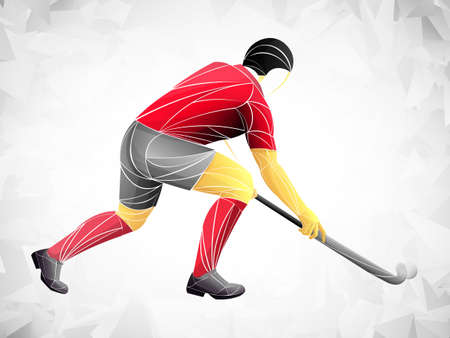 sport hockey grass vector, geometric player, athleteのイラスト素材