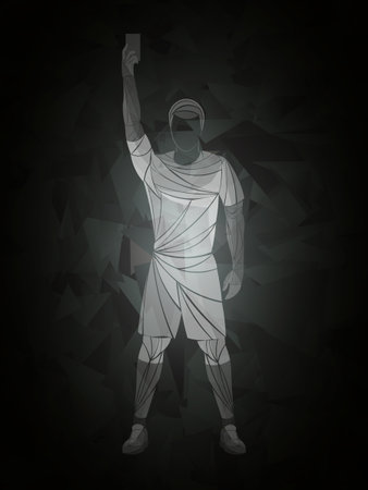 Soccer referees, athlete football referees on geometry backgroundのイラスト素材