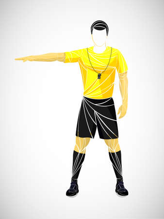 Soccer referees, athlete football referees on geometry backgroundのイラスト素材