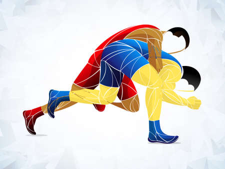 athlete Wrestling vector. wrestling  icon vector isolated. Greco-Roman wrestlingのイラスト素材