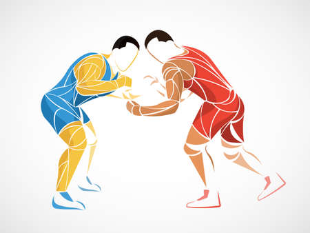 athlete Wrestling vector. wrestling   icon vector isolated. Greco-Roman wrestlingのイラスト素材