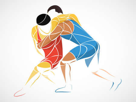 athlete Wrestling vector. wrestling  icon vector isolated. Greco-Roman wrestlingのイラスト素材