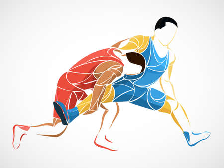 athlete Wrestling vector. wrestling   icon vector isolated. Greco-Roman wrestlingのイラスト素材