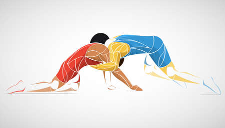 athlete Wrestling vector. wrestling  icon vector isolated. Greco-Roman wrestlingのイラスト素材