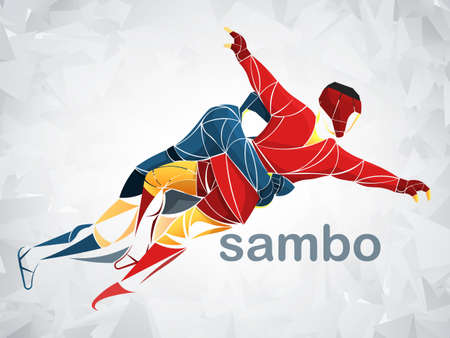 stylized, geometric athletes two. wrestling sportのイラスト素材