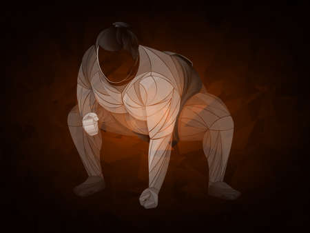 sumo vector triangulation, geometric. Funny sumo wrestler.のイラスト素材