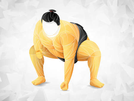 sumo vector triangulation, geometric. Funny sumo wrestler.のイラスト素材