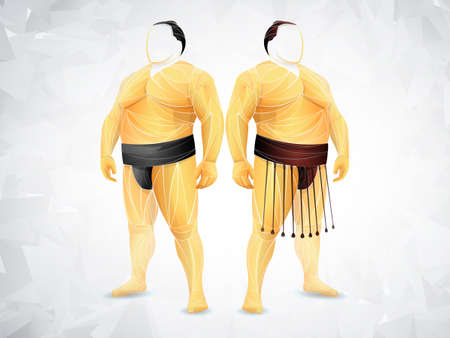 sumo vector triangulation, geometric. Funny sumo wrestler.のイラスト素材