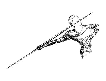 Javelin-throwing athlete, sportsman vector line, geometricのイラスト素材