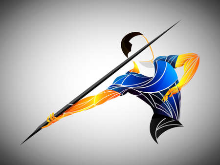 Javelin-throwing athlete, sportsman vector line, geometricのイラスト素材