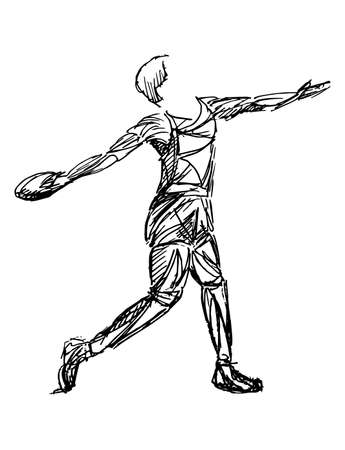Set of athlete's motions of throwing the disc. Discus throw sportのイラスト素材