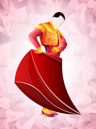 bullfight sports, vector. Flaming Passionate Spanish Bull Fighter Matadorのイラスト素材