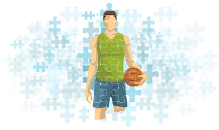 Sport basketball vector. Basketball player, athlete, puzzleのイラスト素材