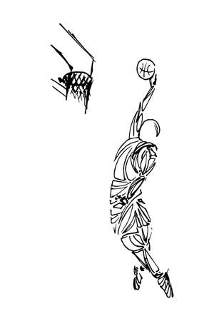 Colored vector silhouette of basketball player with ball. pastel colorのイラスト素材