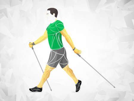 Nordic walking sport vector. Stylized athleteのイラスト素材