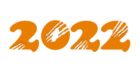 Stylized year of the tiger 2022. Striped 2022. Festive New Year greeting card.のイラスト素材