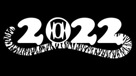 Stylized year of the tiger 2022. Striped 2022. Festive New Year greeting card.のイラスト素材