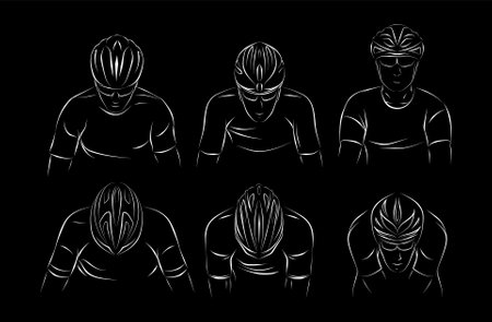 Stylized linear sketch of cyclist, athleteのイラスト素材