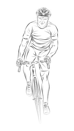 Stylized linear sketch of cyclist, athleteのイラスト素材
