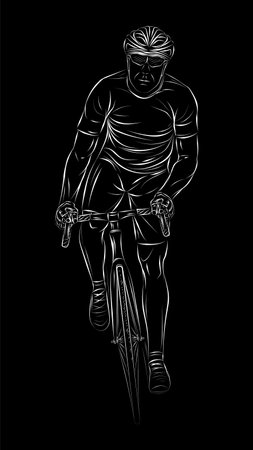 Stylized linear sketch of cyclist, athleteのイラスト素材