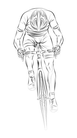 Stylized linear sketch of cyclist, athleteのイラスト素材