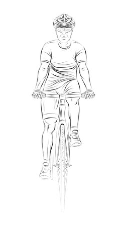 Stylized linear sketch of cyclist, athleteのイラスト素材