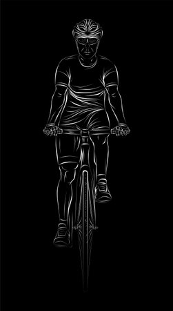 Stylized linear sketch of cyclist, athleteのイラスト素材