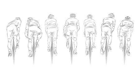 Stylized linear sketch of cyclist, athleteのイラスト素材