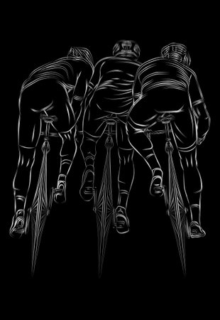 Stylized linear sketch of cyclist, athleteのイラスト素材