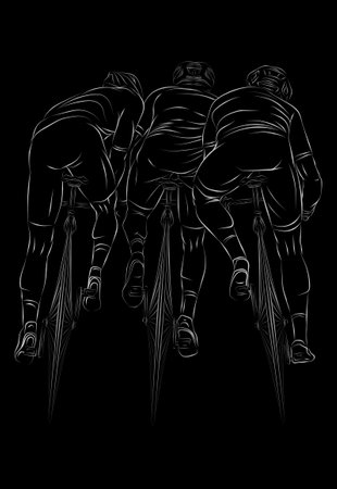Stylized linear sketch of cyclist, athleteのイラスト素材