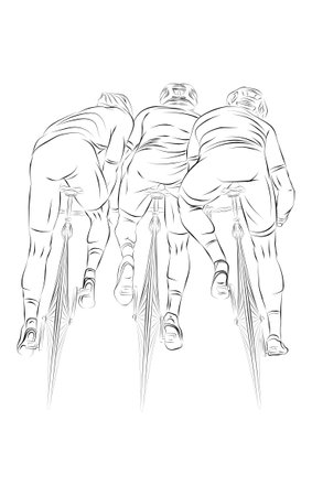 Stylized linear sketch of cyclist, athleteのイラスト素材