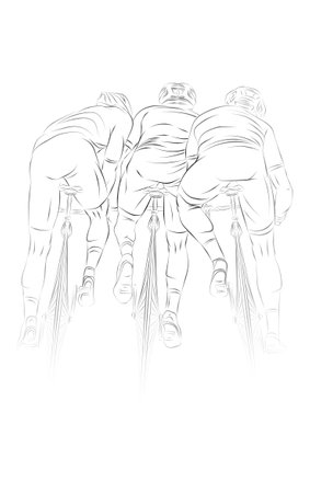 Stylized linear sketch of cyclist, athleteのイラスト素材