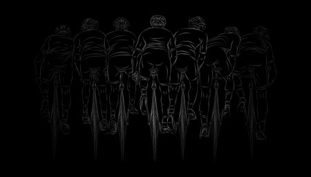 Stylized linear sketch of cyclist, athleteのイラスト素材
