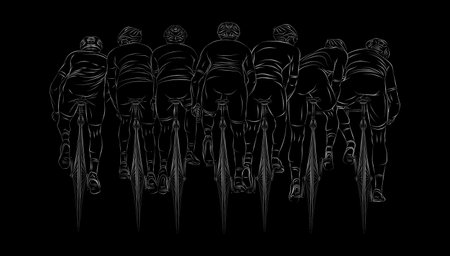 Stylized linear sketch of cyclist, athleteのイラスト素材