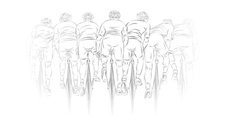 Stylized linear sketch of cyclist, athleteのイラスト素材