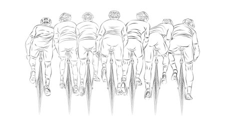 Stylized linear sketch of cyclist, athleteのイラスト素材