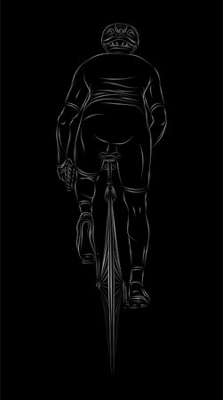Stylized linear sketch of cyclist, athleteのイラスト素材