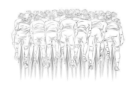 Stylized linear sketch of cyclist, athleteのイラスト素材