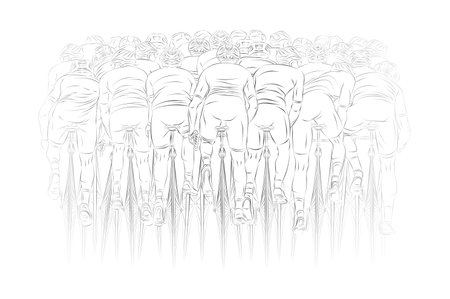 Stylized linear sketch of cyclist, athleteのイラスト素材